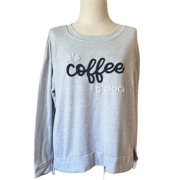 Secret Treasures Large Oversized Coffee Sweatshirt Graphic Lightweight Cozy - Picture 2 of 8